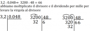 divisione con virgola