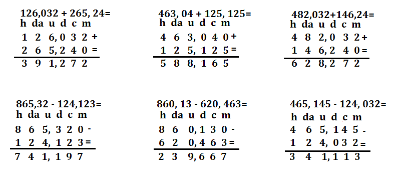 Addizioni E Sottrazioni Con I Numeri Decimali Matematica Terza Elementare